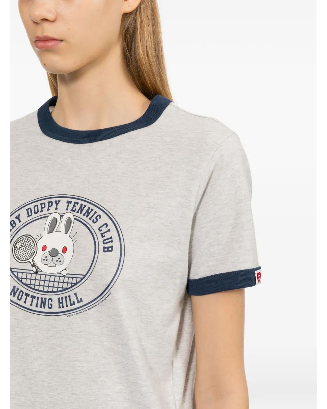 AAPE BY A BATHING AP Gray Graphic-Print Crew Neck T-Shirt