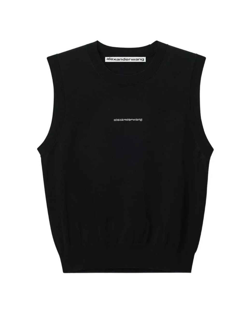 Alexander Wang Black Crystal Hotfix Logo Tank