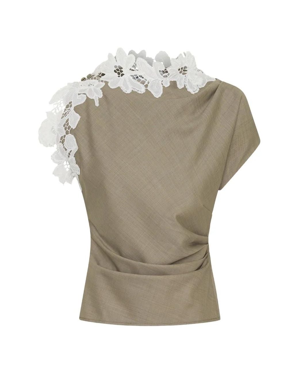 Anna Quan Gray Meier Lace-Trimmed Top