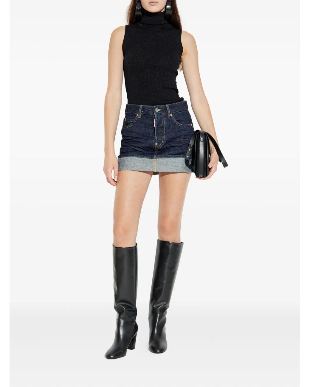 DSquared² Black Sleeveless Turtleneck Top