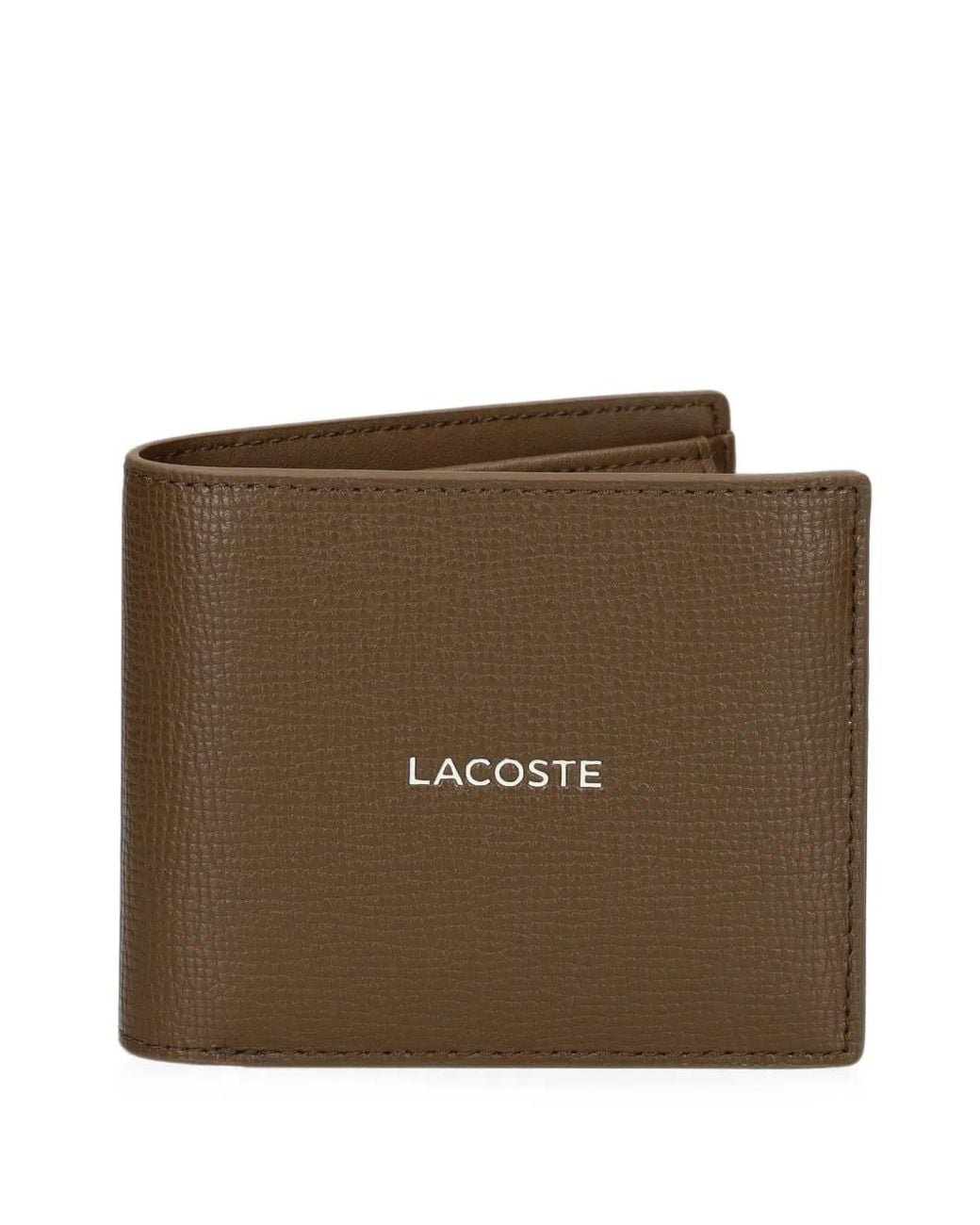 Lacoste Brown Billfold Logo-Plaque Wallet for men