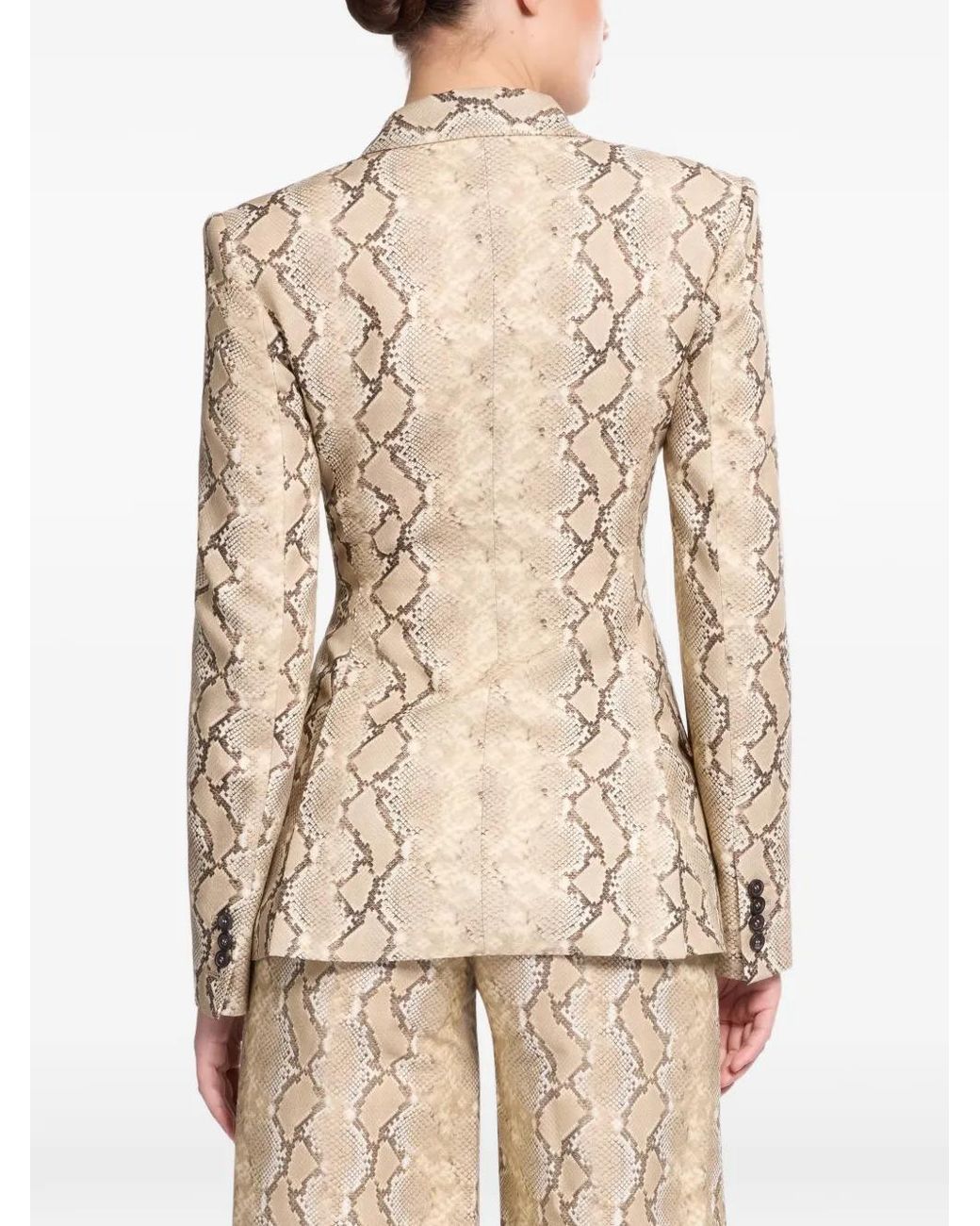 Elie Saab Natural Python-Print Double-Breasted Jacket
