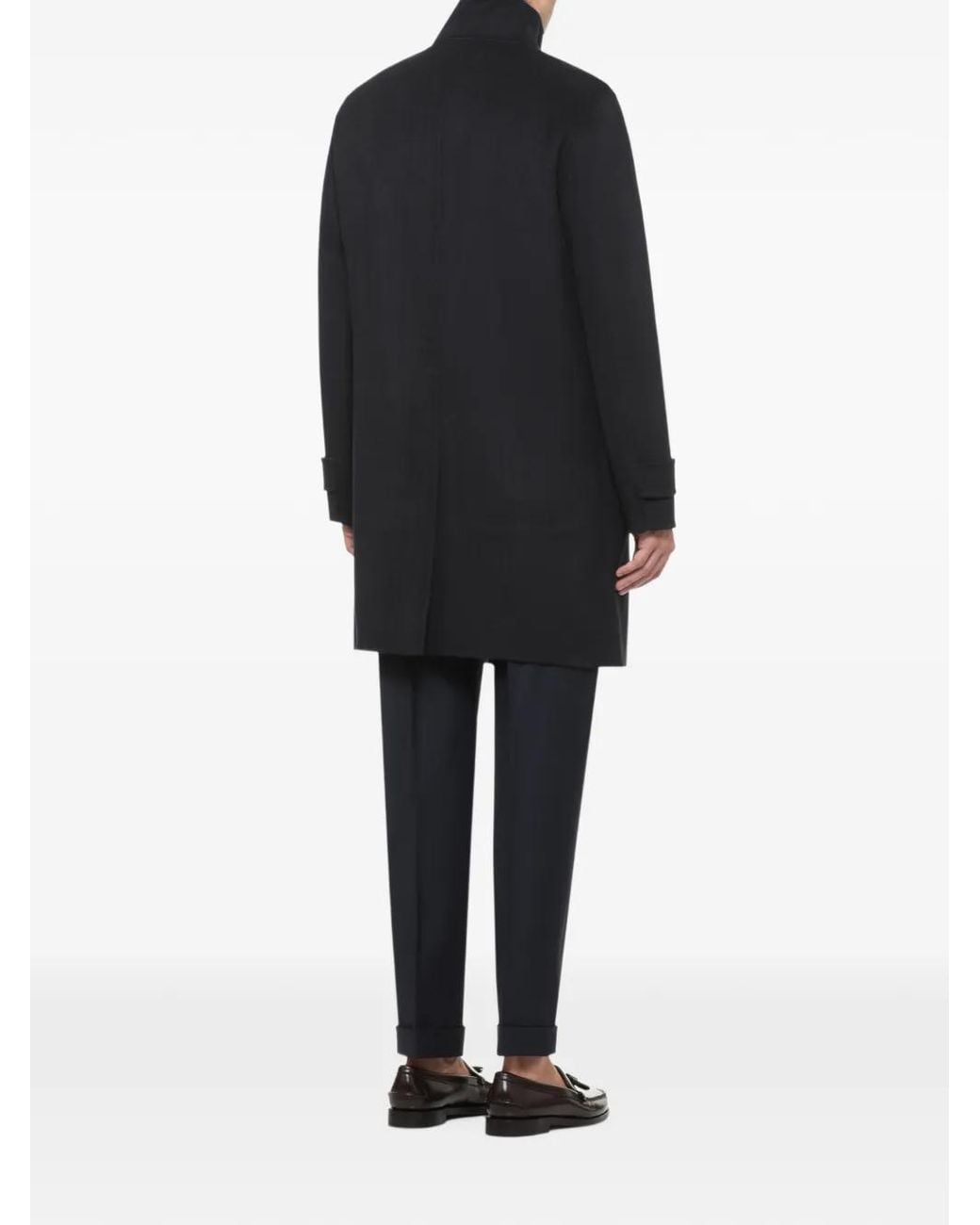Devore Black Reversible High-Neck Coat for men