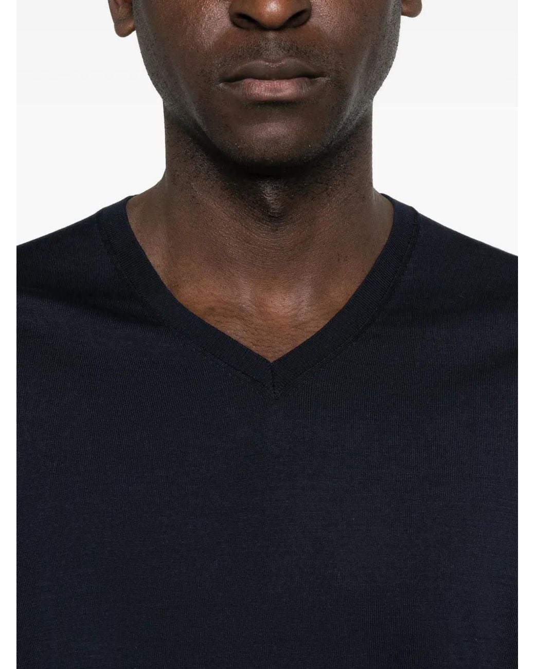 Kangra Blue V-Neck Long-Sleeve Sweater for men