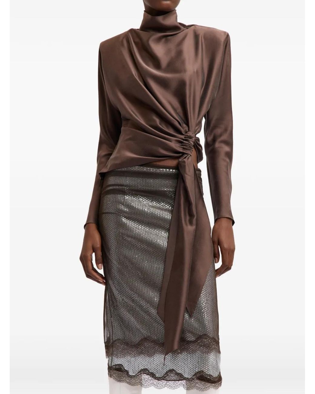 16Arlington Gray Hedda Sequin-Embellished Midi Skirt
