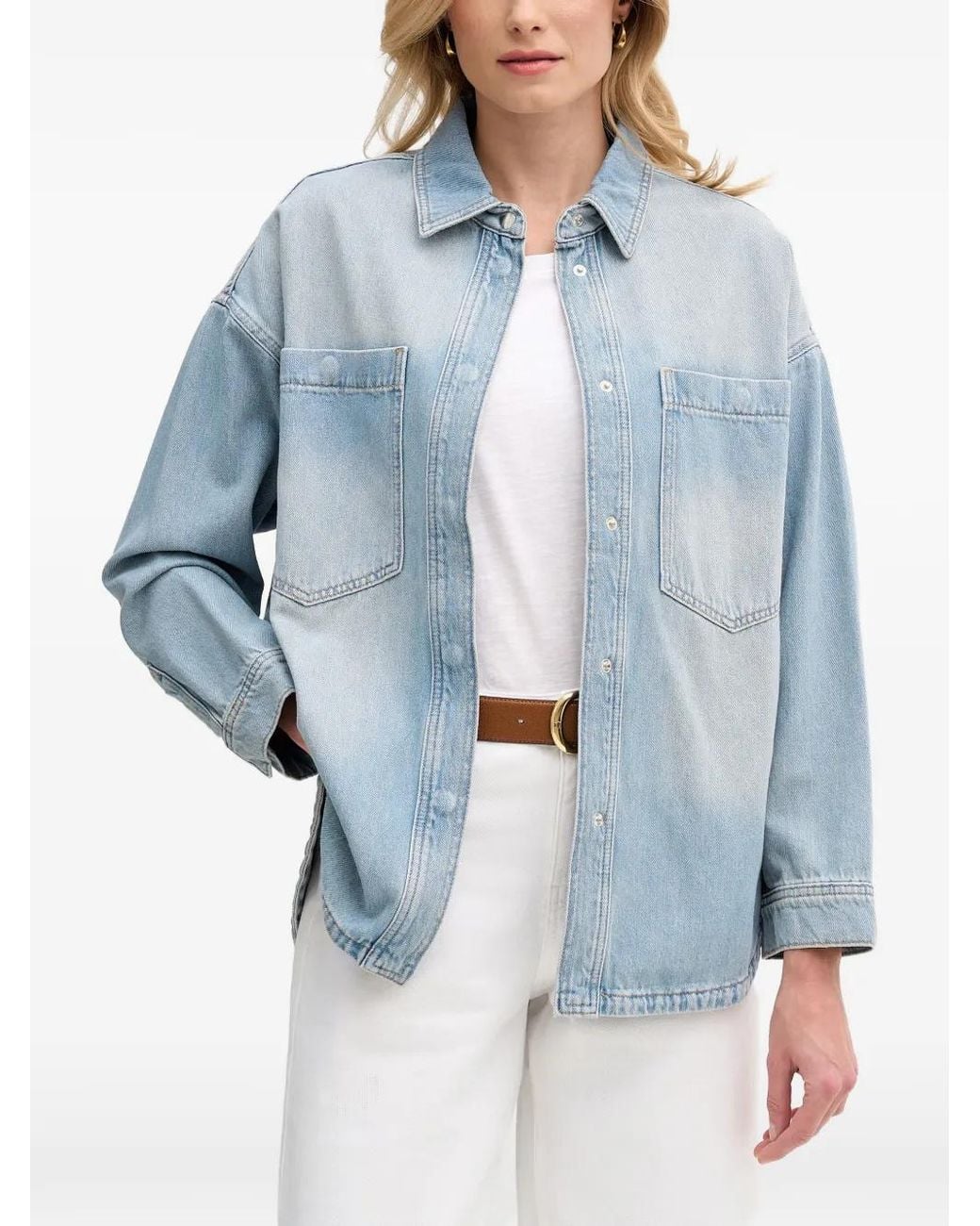 Mos Mosh Blue Rhinestone-Embellished Denim Shirt