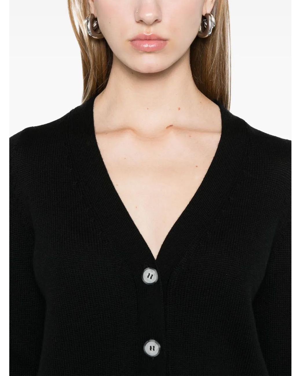 Blanca Vita Black Virgin Wool Cardigan