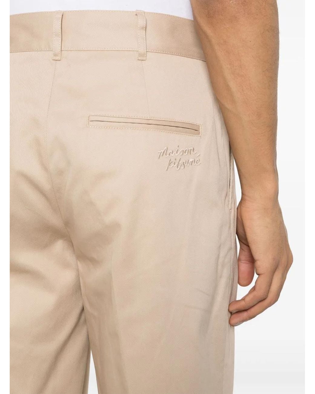 Maison Kitsuné Natural Cotton Gabardine Chino Pants for men