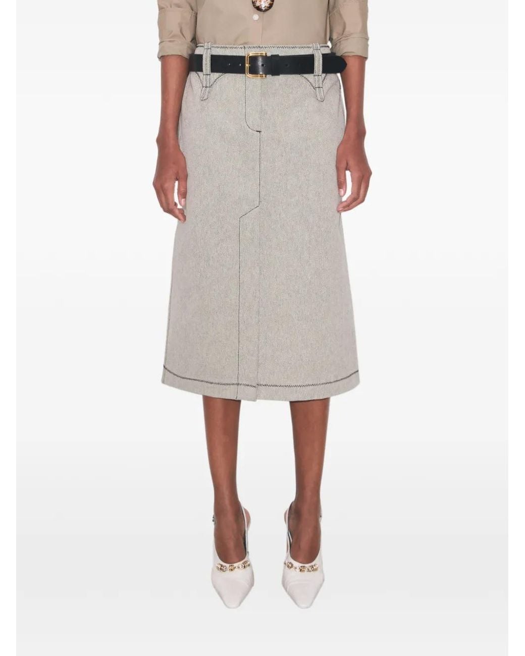 Tory Burch White Cotton Canvas Skirt