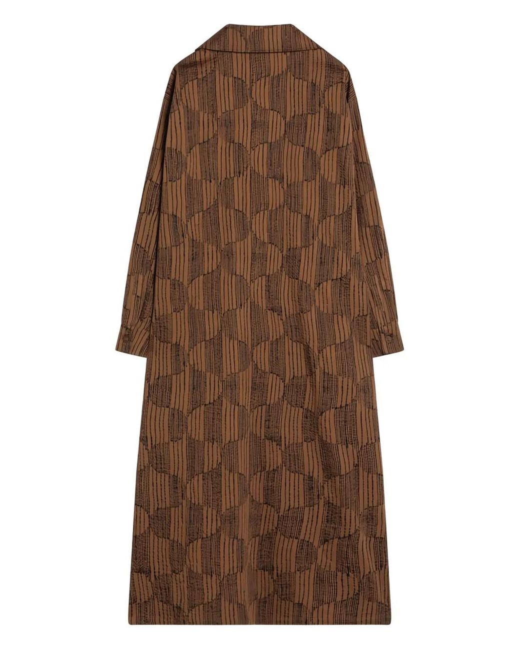 Max Mara Brown Geometric-Print Shirt Midi Day Dress