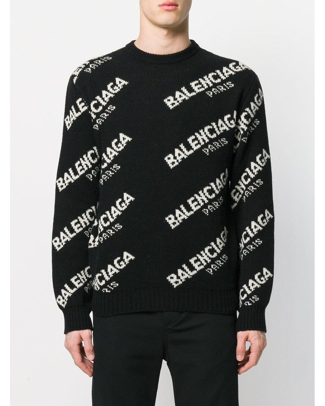 Balenciaga All Over Sweater in Black for Men | Lyst