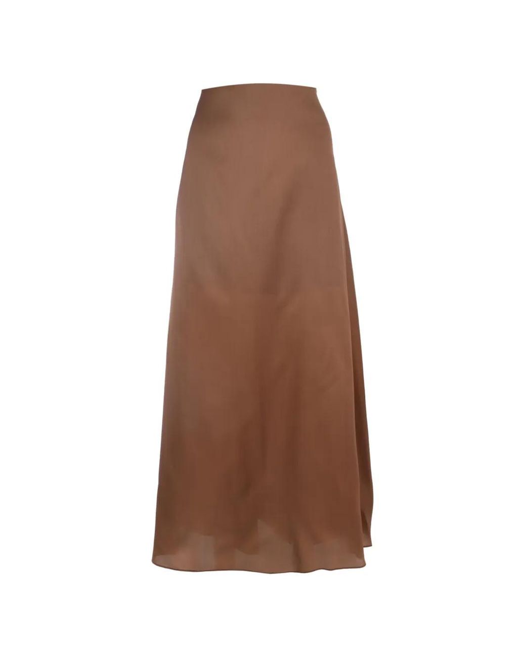 Alberta Ferretti Brown High-Waisted Satin-Finish Skirt