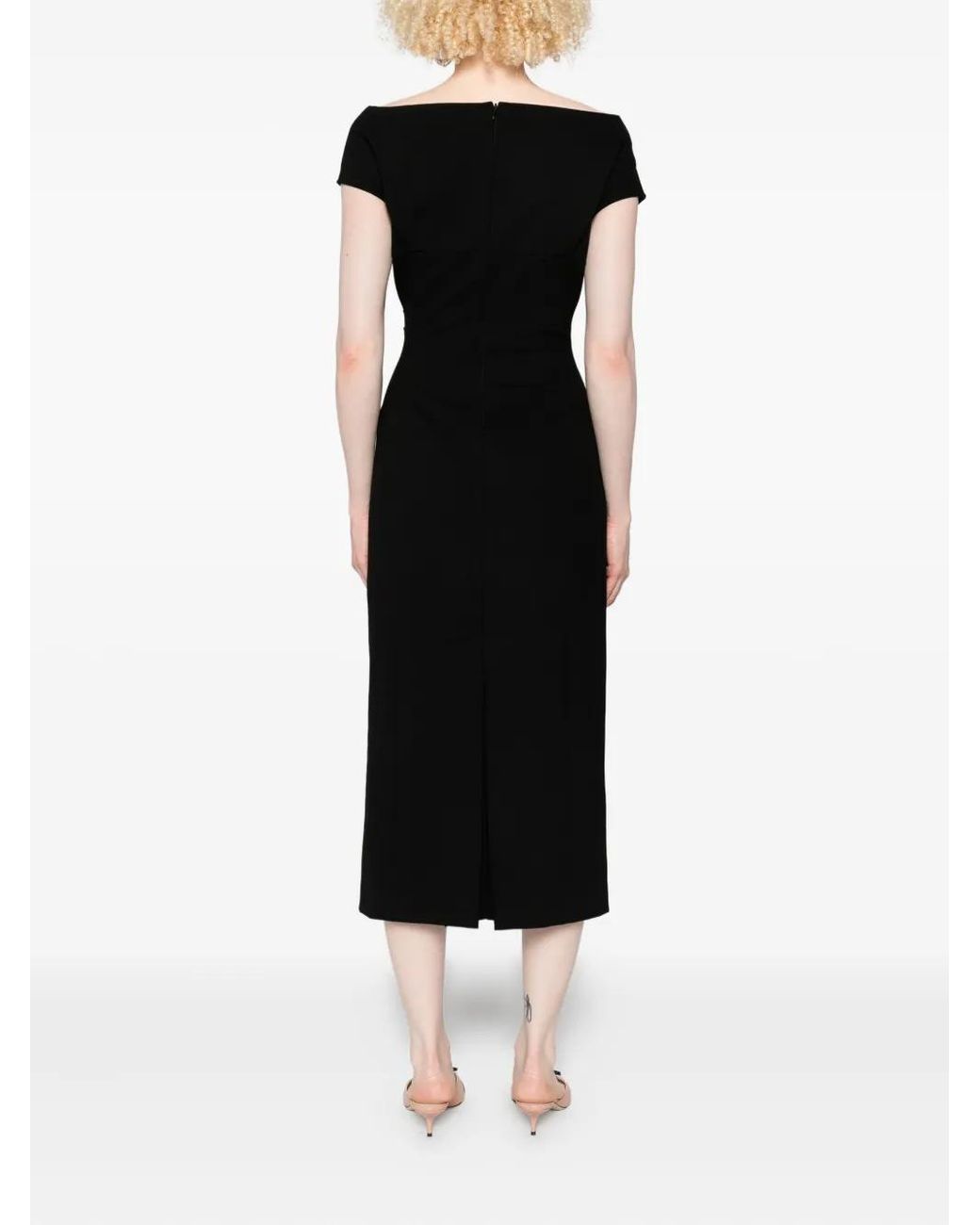 Ermanno Scervino Black Short-Sleeve Midi Dress