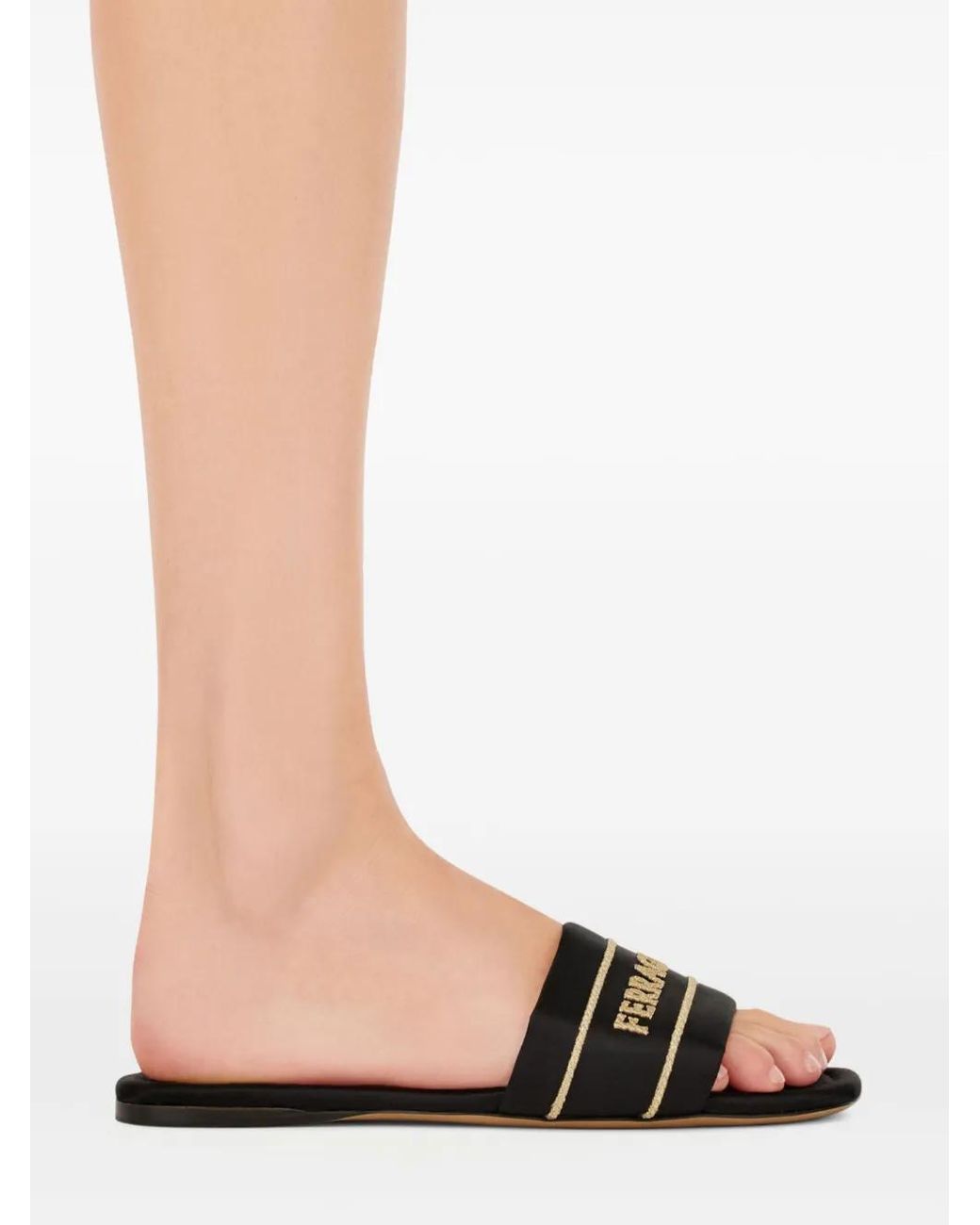 Ferragamo White Logo Slides