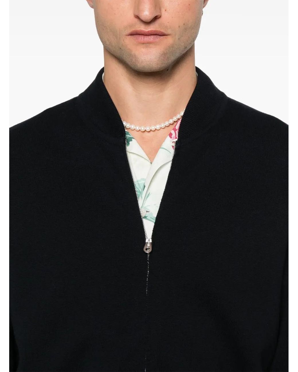Fursac Black Fine-Knit Cardigan for men