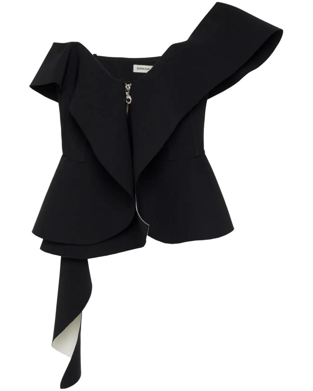 Jonathan Simkhai Black Desiree Draped Top