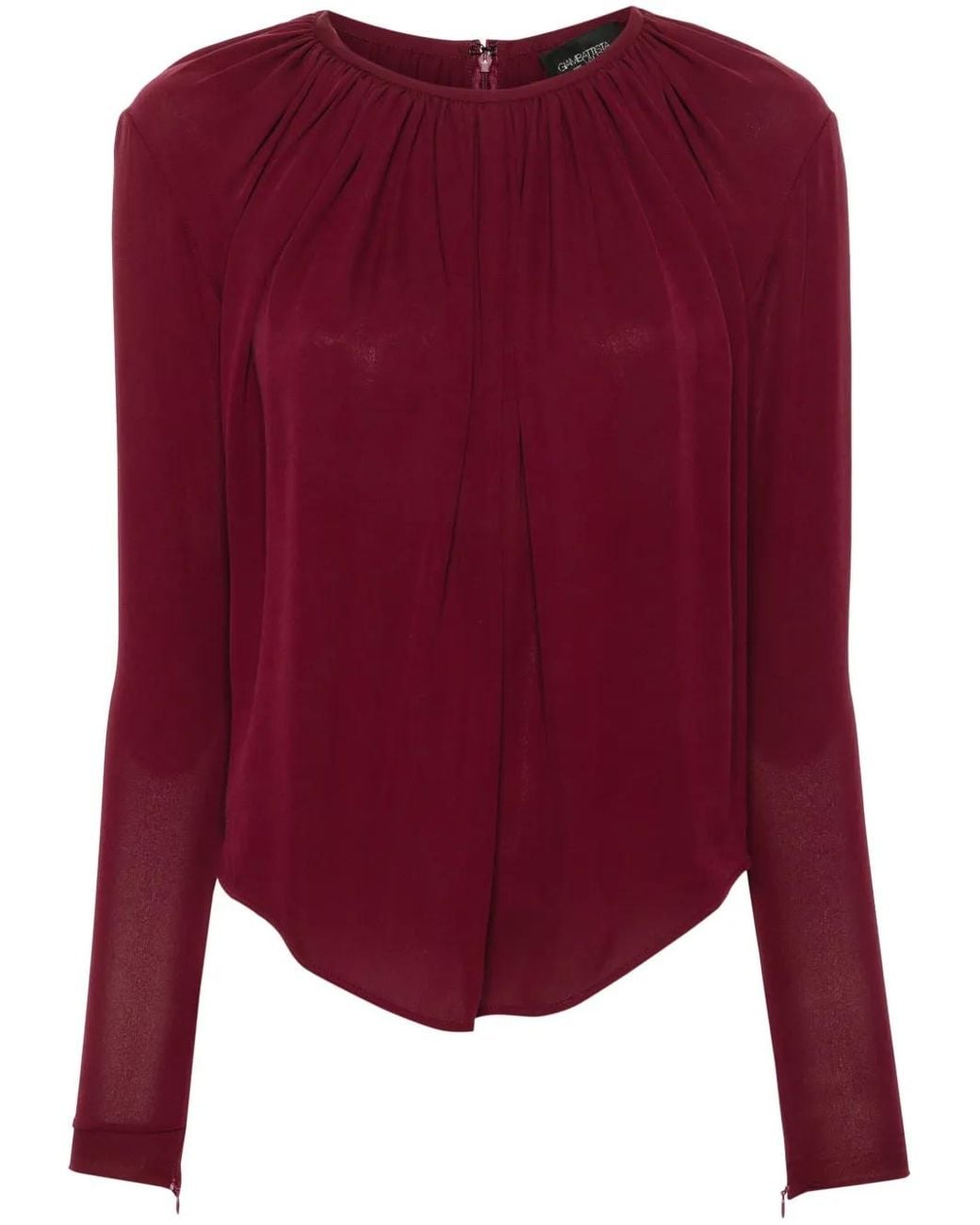Giambattista Valli Red Pleat-Detail Blouse