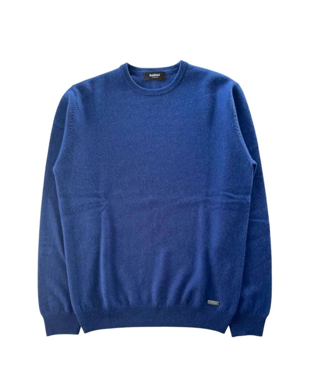 Baldinini Blue Logo-Plaque Cashmere Sweater for men