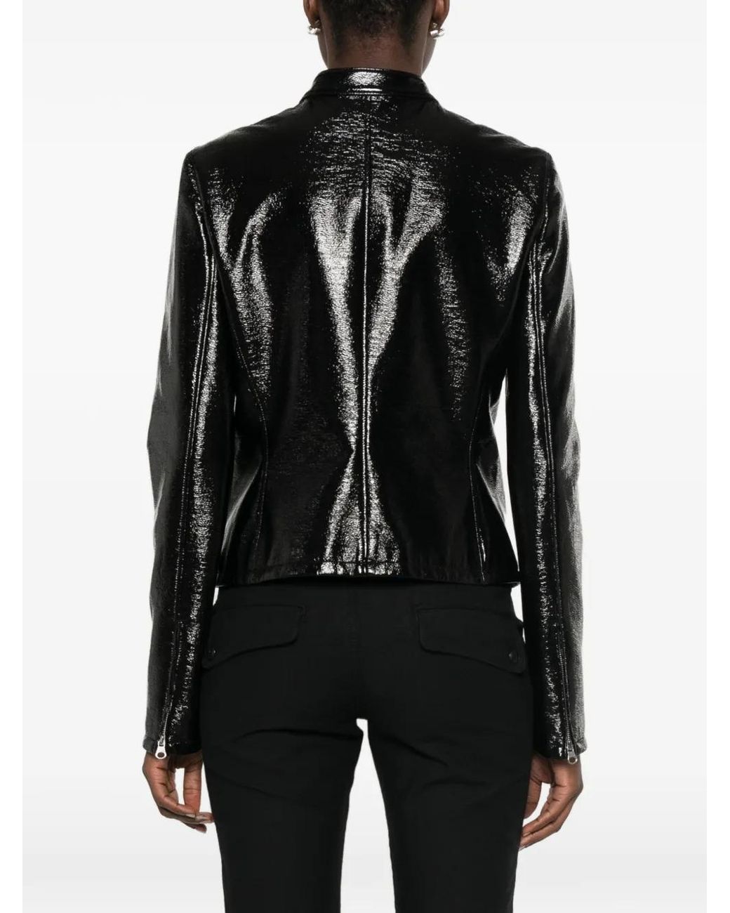 Courreges Black Vinyl-Effect High-Neck Jacket