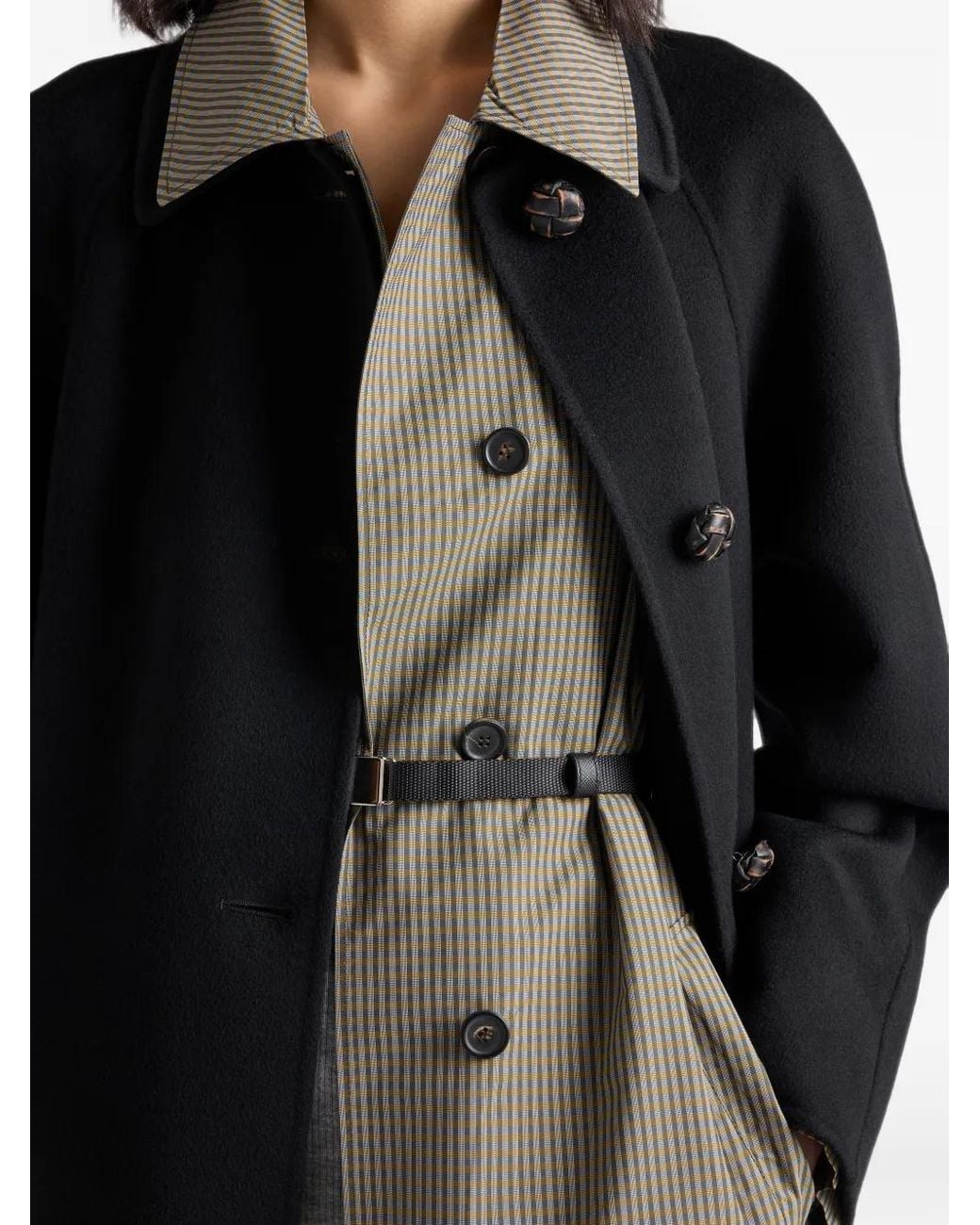 Prada Gray Checked Technical Fabric Trench Coat