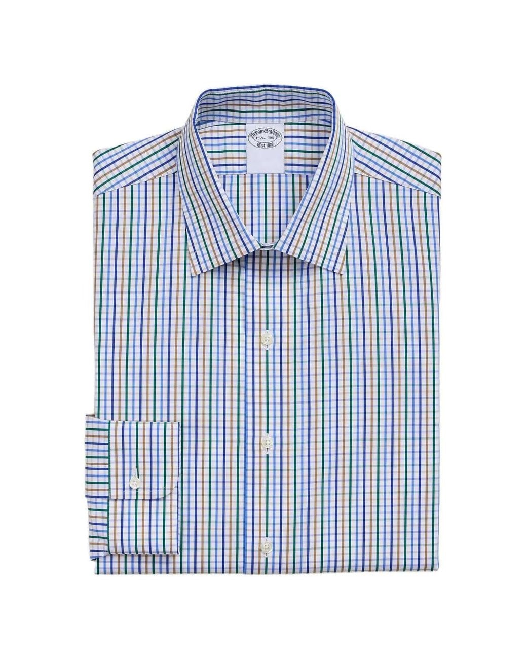 Brooks Brothers Blue Ainsley Collar Checked Shirt for men