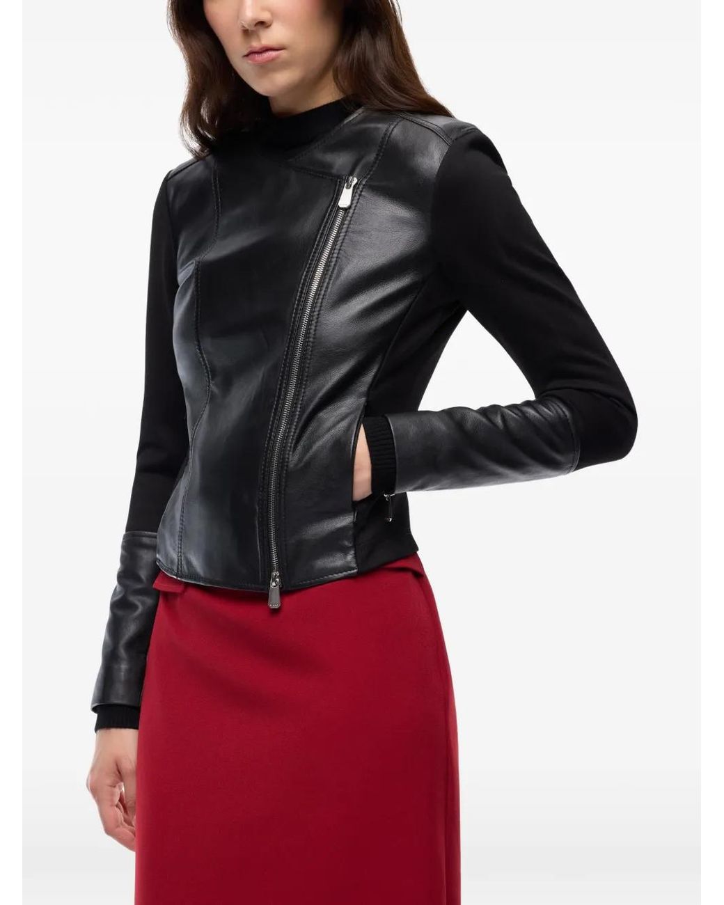 Pinko Black Hybrid Biker Jacket
