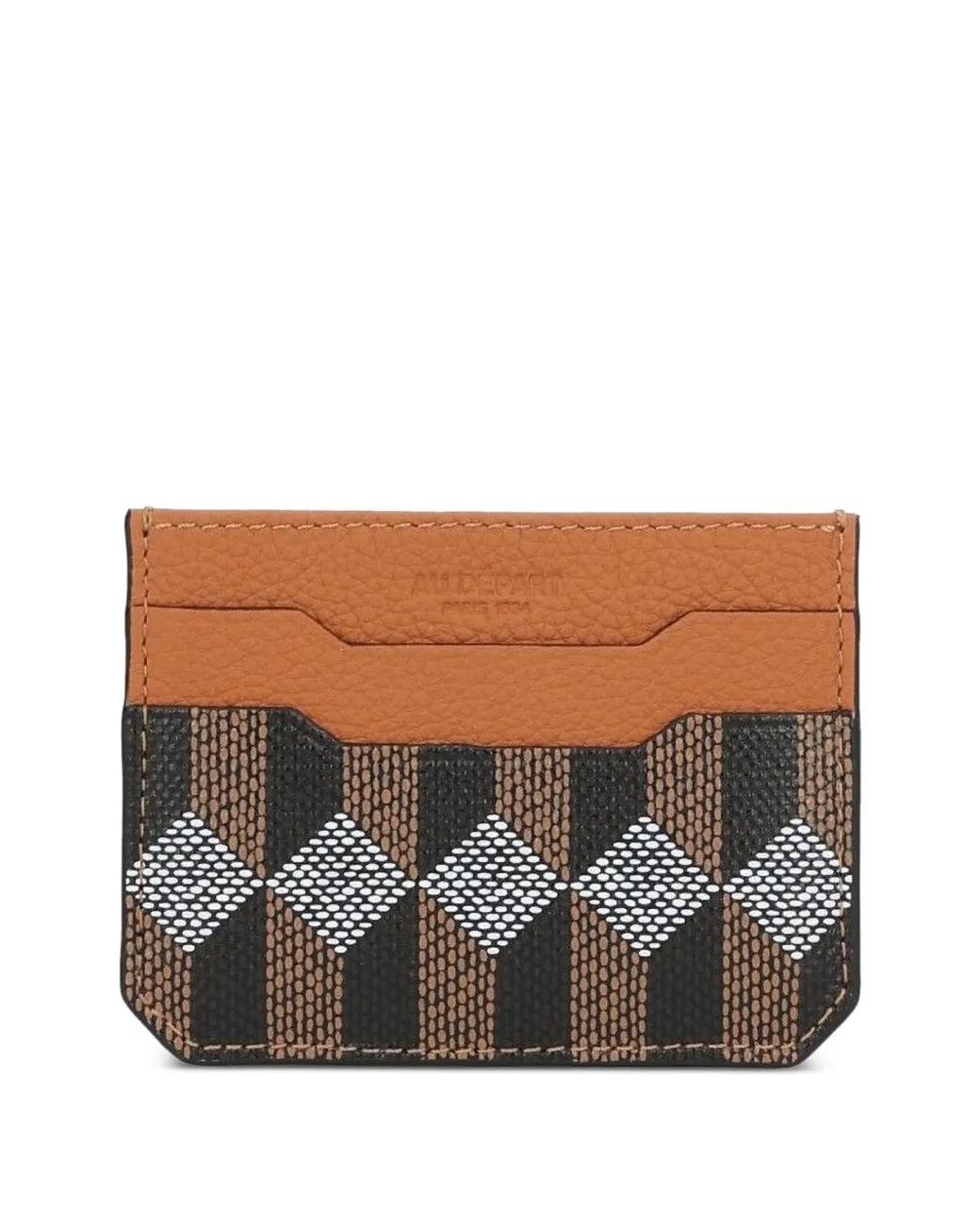 AU DEPART Brown Geometric-Print Card Holder