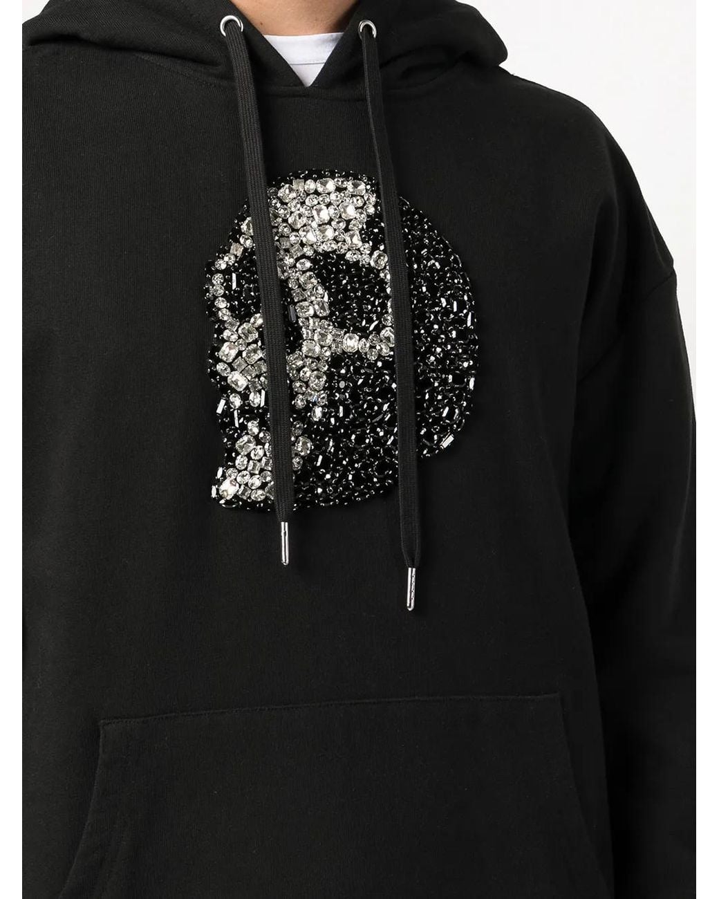 God's Masterful Children Black Crystal-Skull Drawstring Hoodie for men