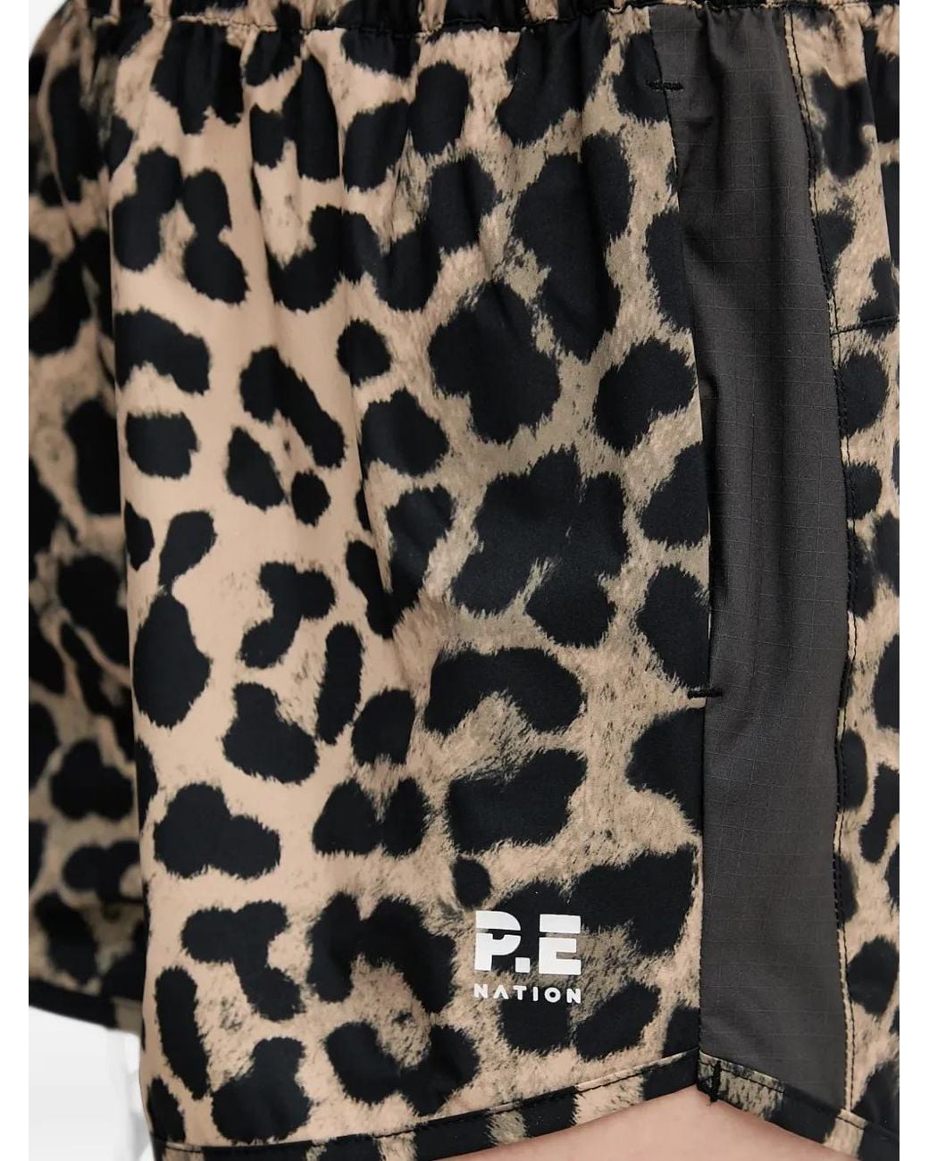 P.E Nation Black Leopard-Print Mini Shorts