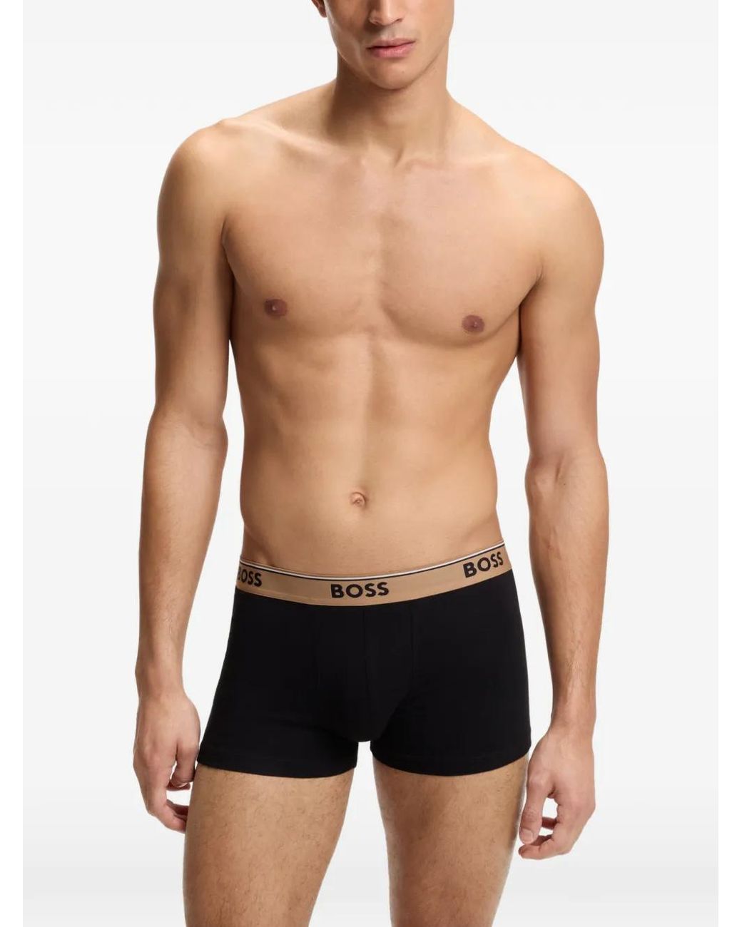 Boss Black Three-Pack Of Stretch-Cotton Trunks With Logo Waistbands for men