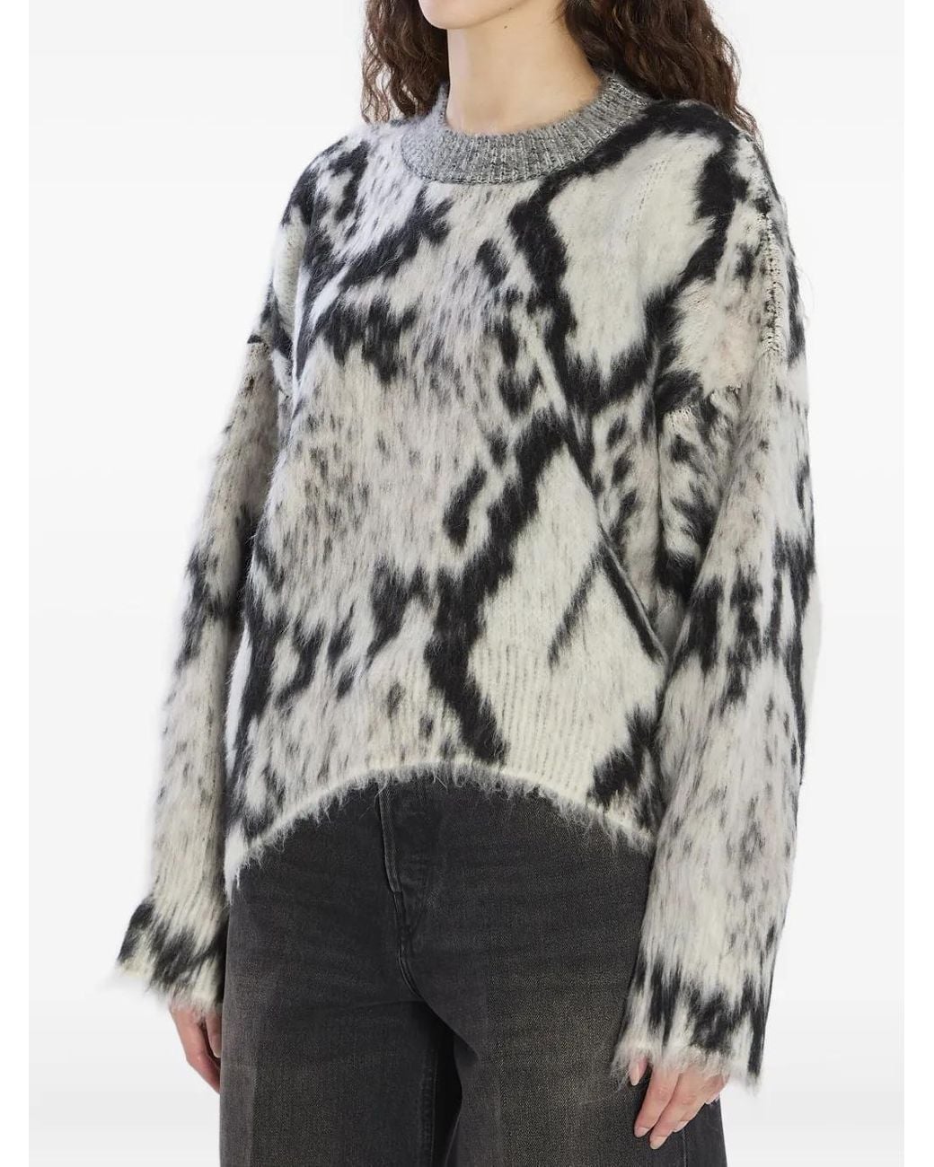 The Attico Gray Gerippter Pullover Mit Python-Print