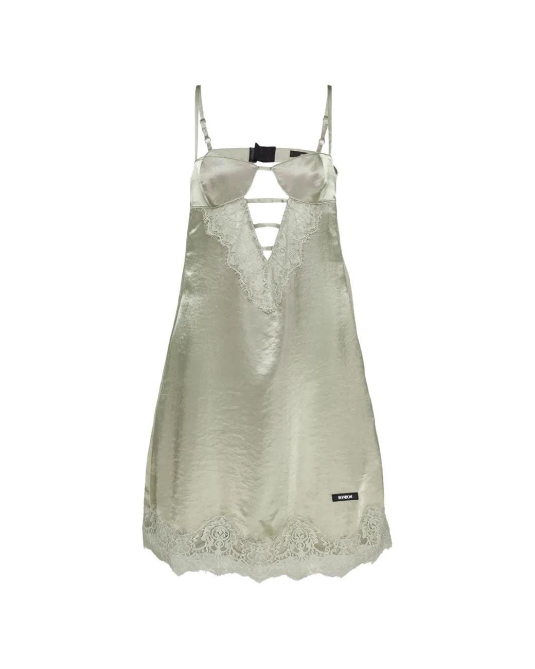 BONBOM White Lace-Trim Mini Dress