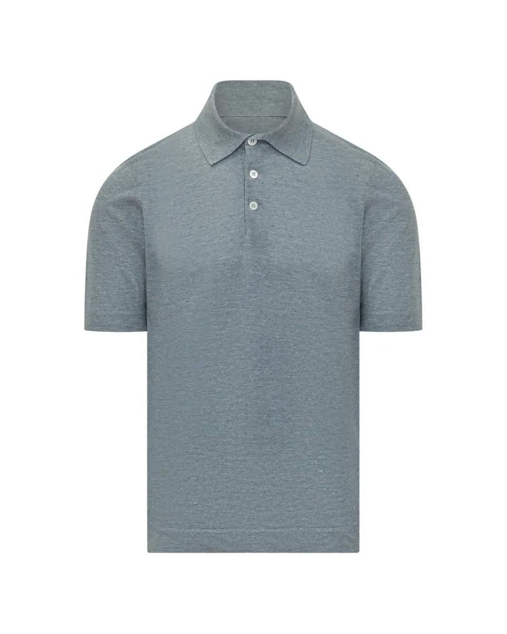 Brunello Cucinelli Blue Polo À Col Rayé for men