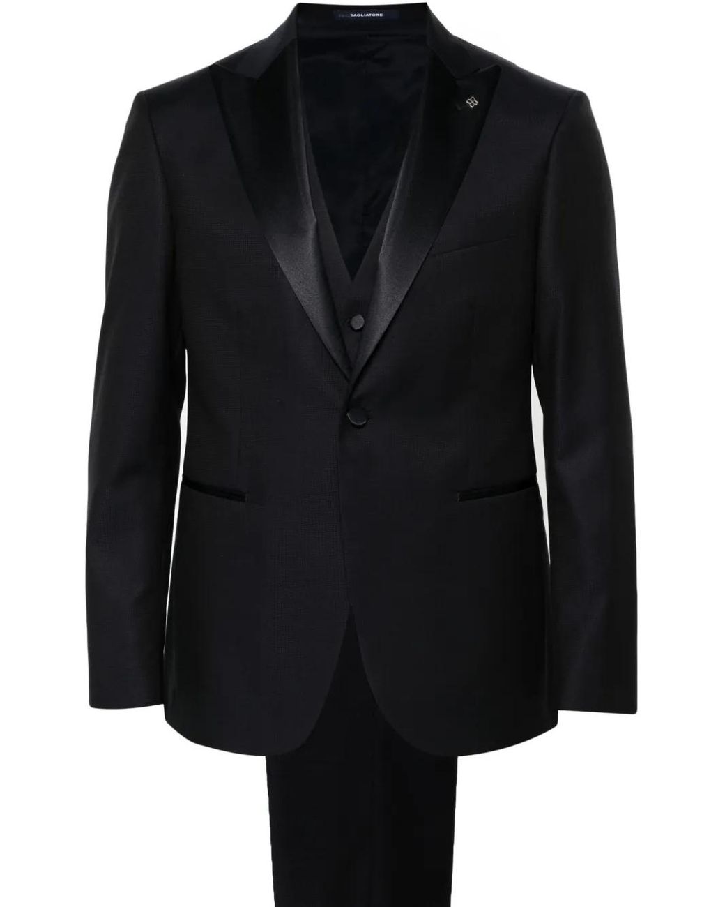 Tagliatore Black Three-Piece Single-Breasted Suit for men