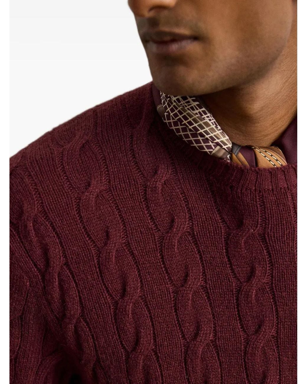 Ralph Lauren Red Cable-Knit Cashmere Sweater for men