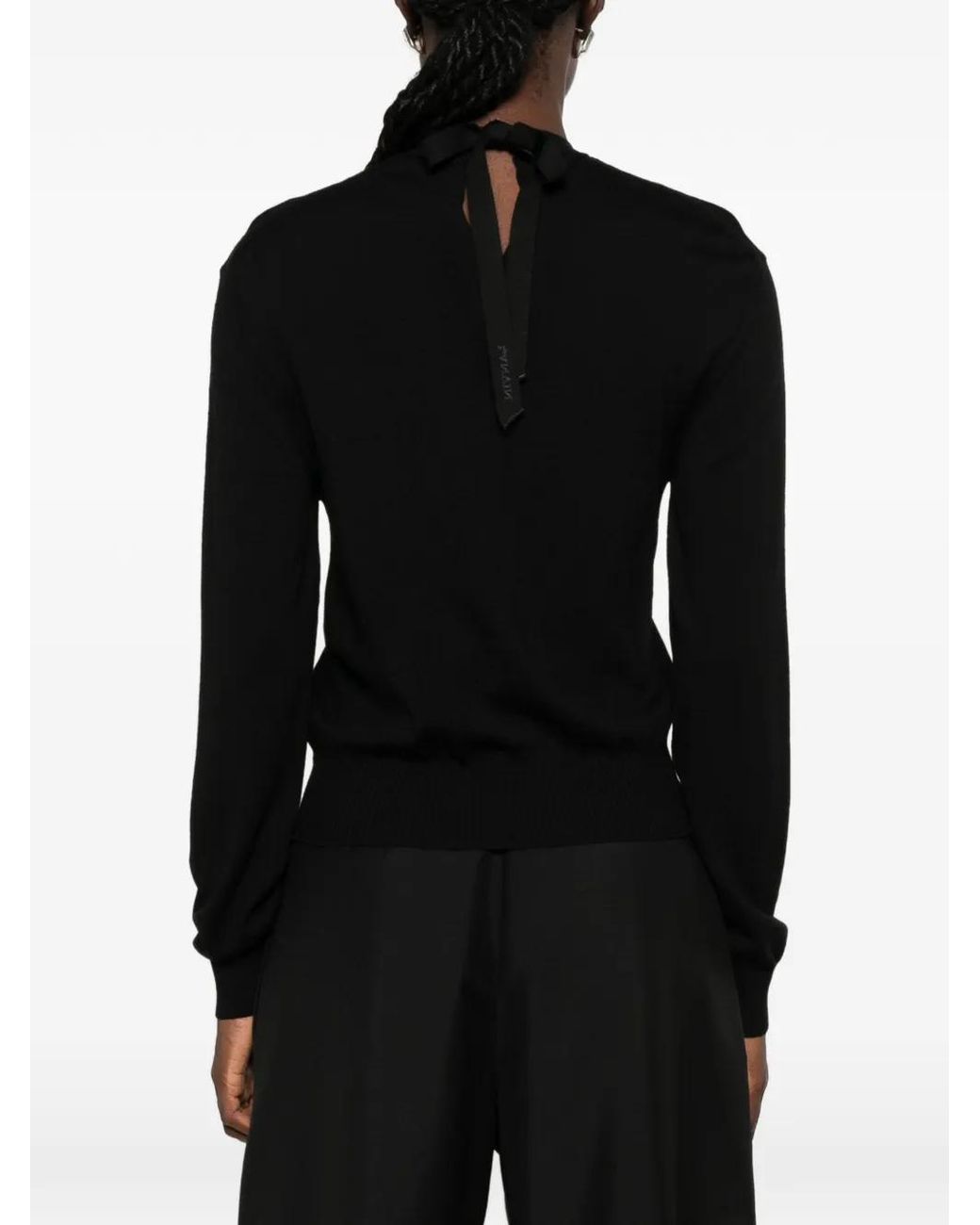 Lanvin Black Fitted Sweater With Silk And Nylon Blend