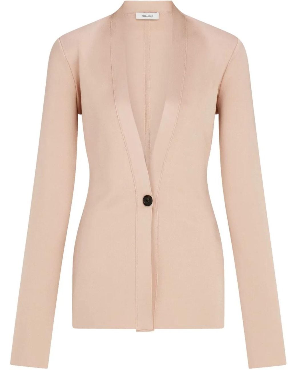 Ferragamo Natural V-Neck Cardigan