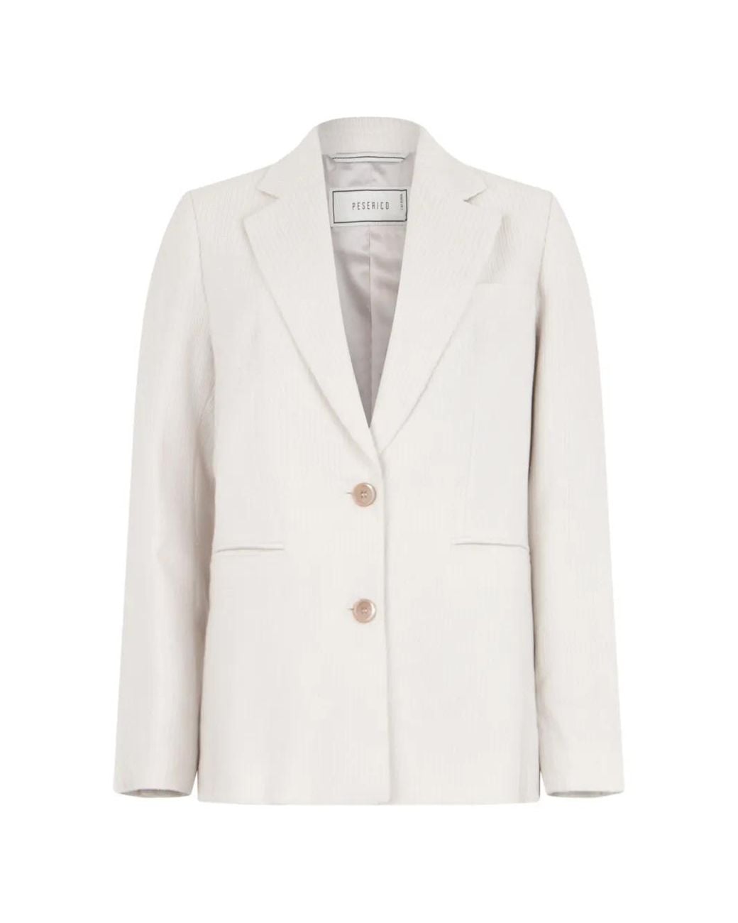 Peserico White Pinstriped Single-Breasted Blazer