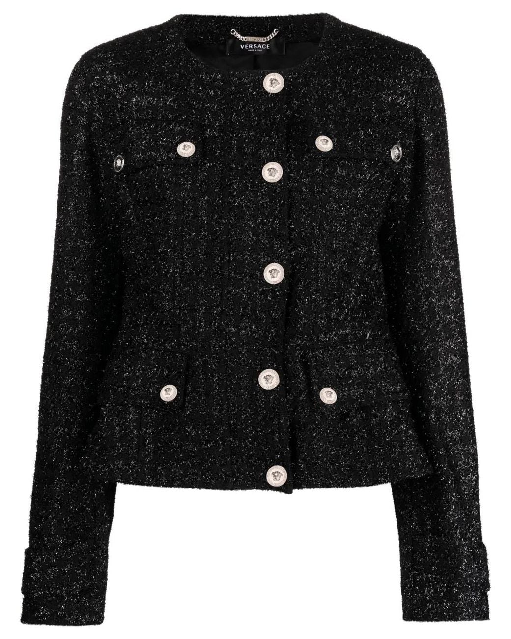 Versace Black Vichy Tweed Jacket