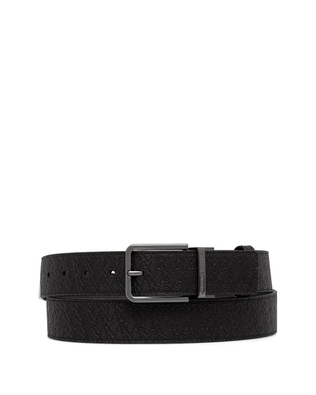 ARMANI EXCHANGE Black Ceinture Réversible À Logo Embossé for men