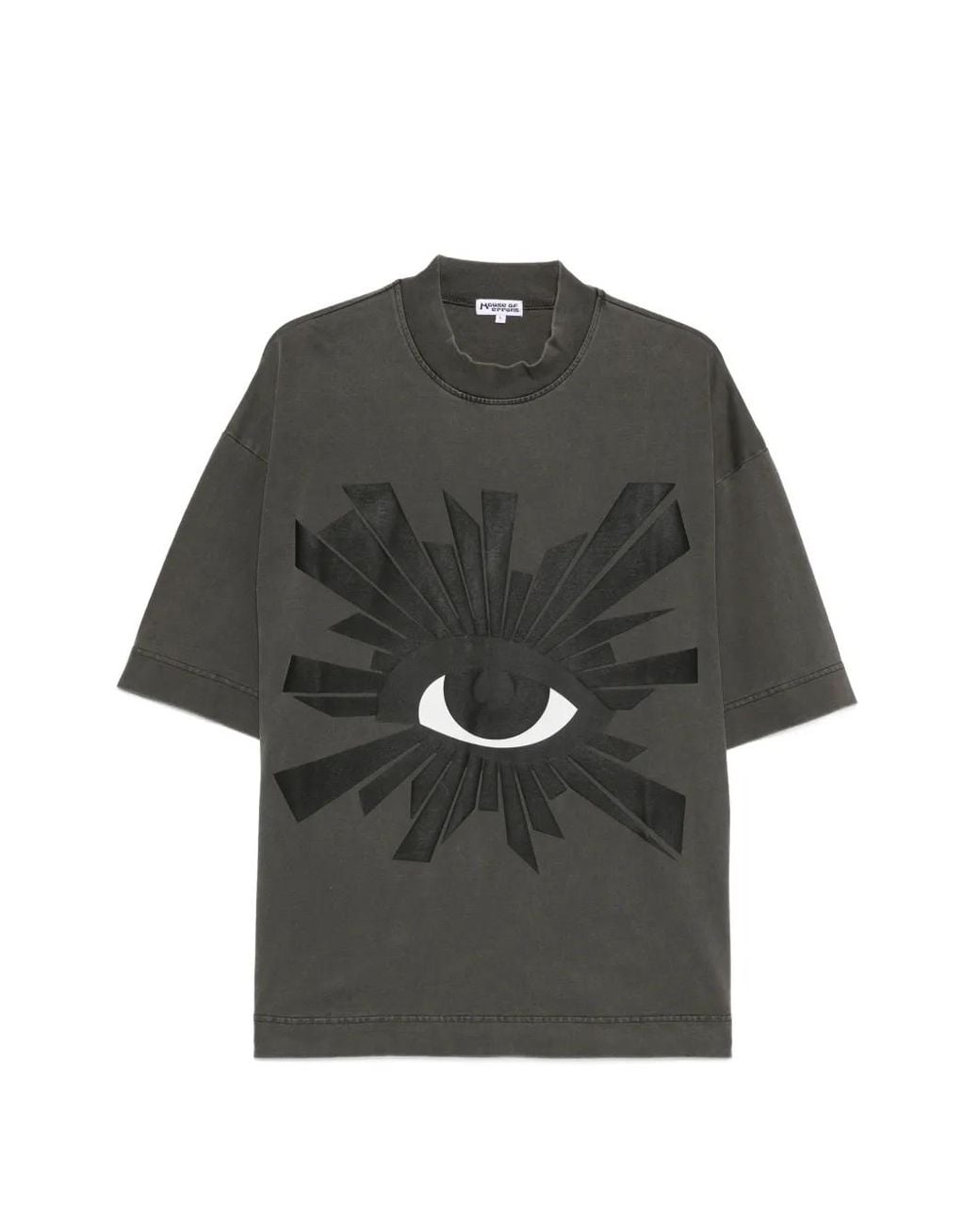 House of Errors Black Graphic-Print High-Neck T-Shirt for men