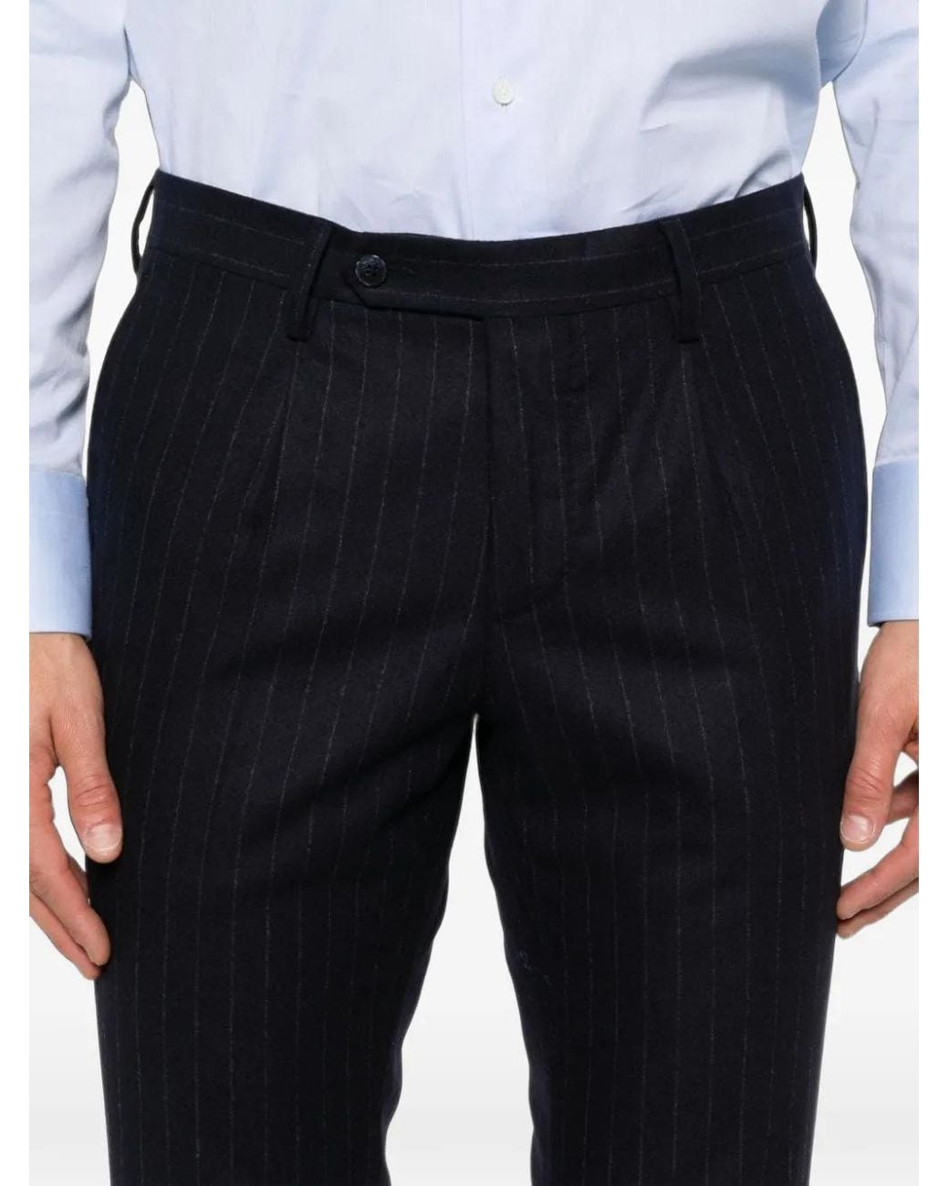 Luigi Bianchi Blue Pinstripe-Pattern Single-Breasted Suit for men