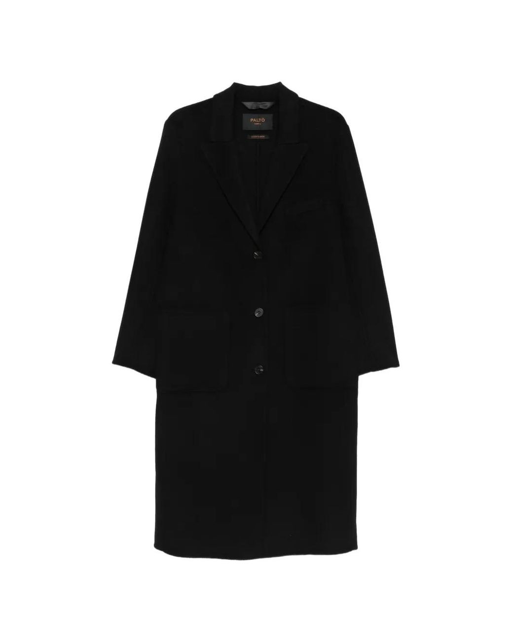 Paltò Black Single-Breasted Wool Coat