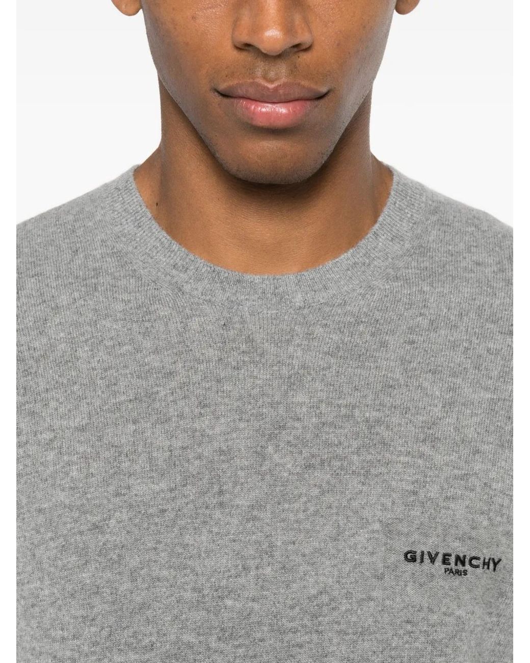 Jersey De Lana Y Cachemira Con Bordado Paris Givenchy de hombre de color Gray