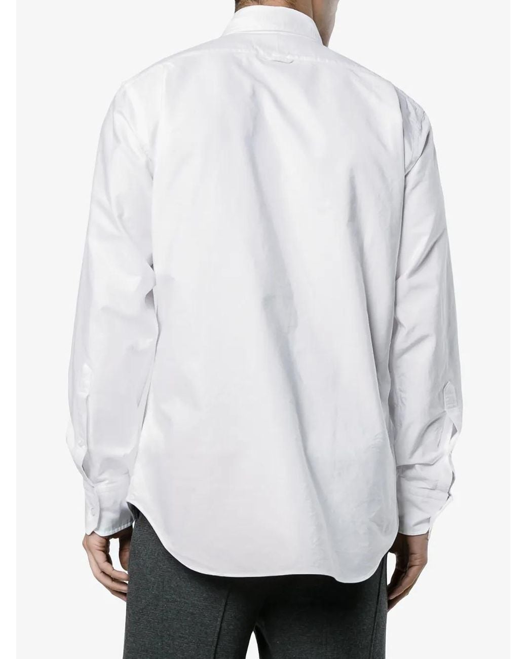 Thom Browne White Grosgrain Placket Oxford Shirt for men