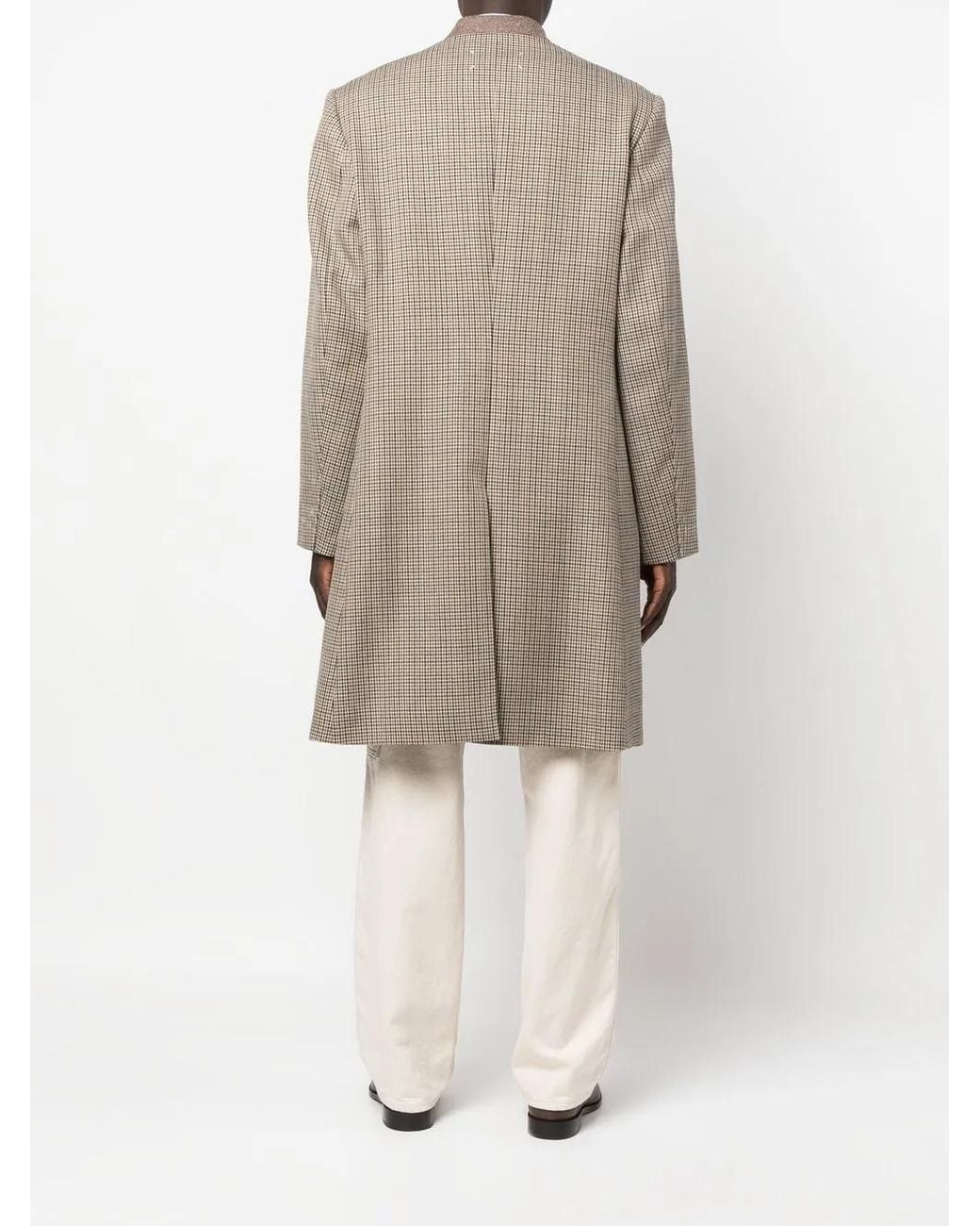 Maison Margiela Natural Herringbone-Pattern Collarless Coat for men