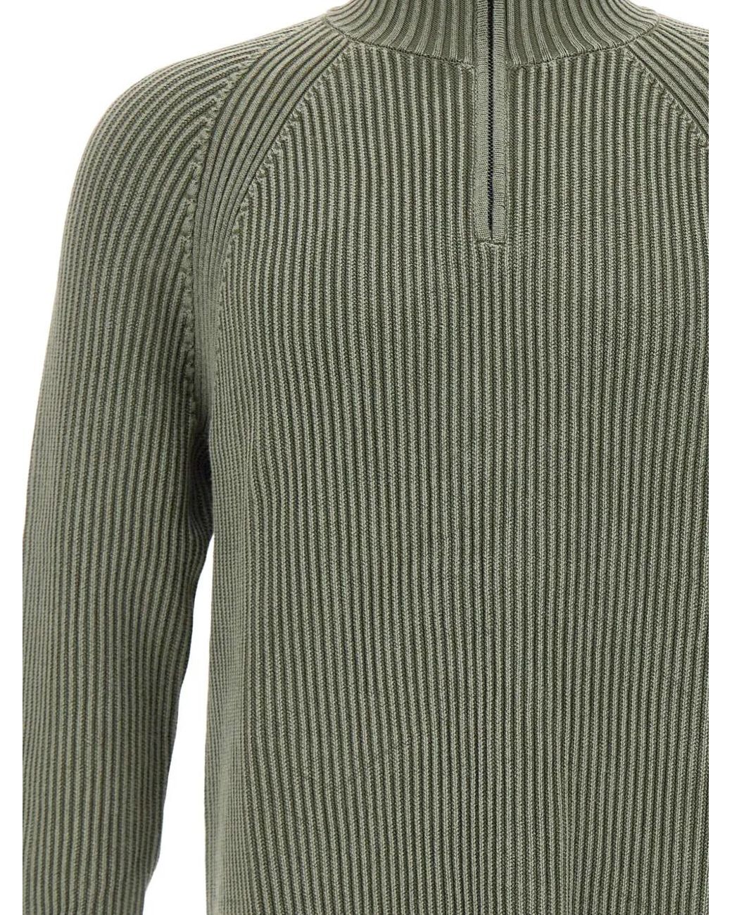 Rrd Green Cotton 7 Techno Wash Half-Zip Rib-Knit Sweater for men