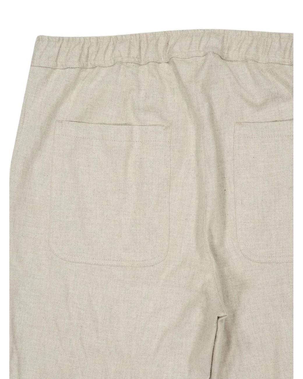 120% Lino White Elasticated-Waist Cotton Trousers for men
