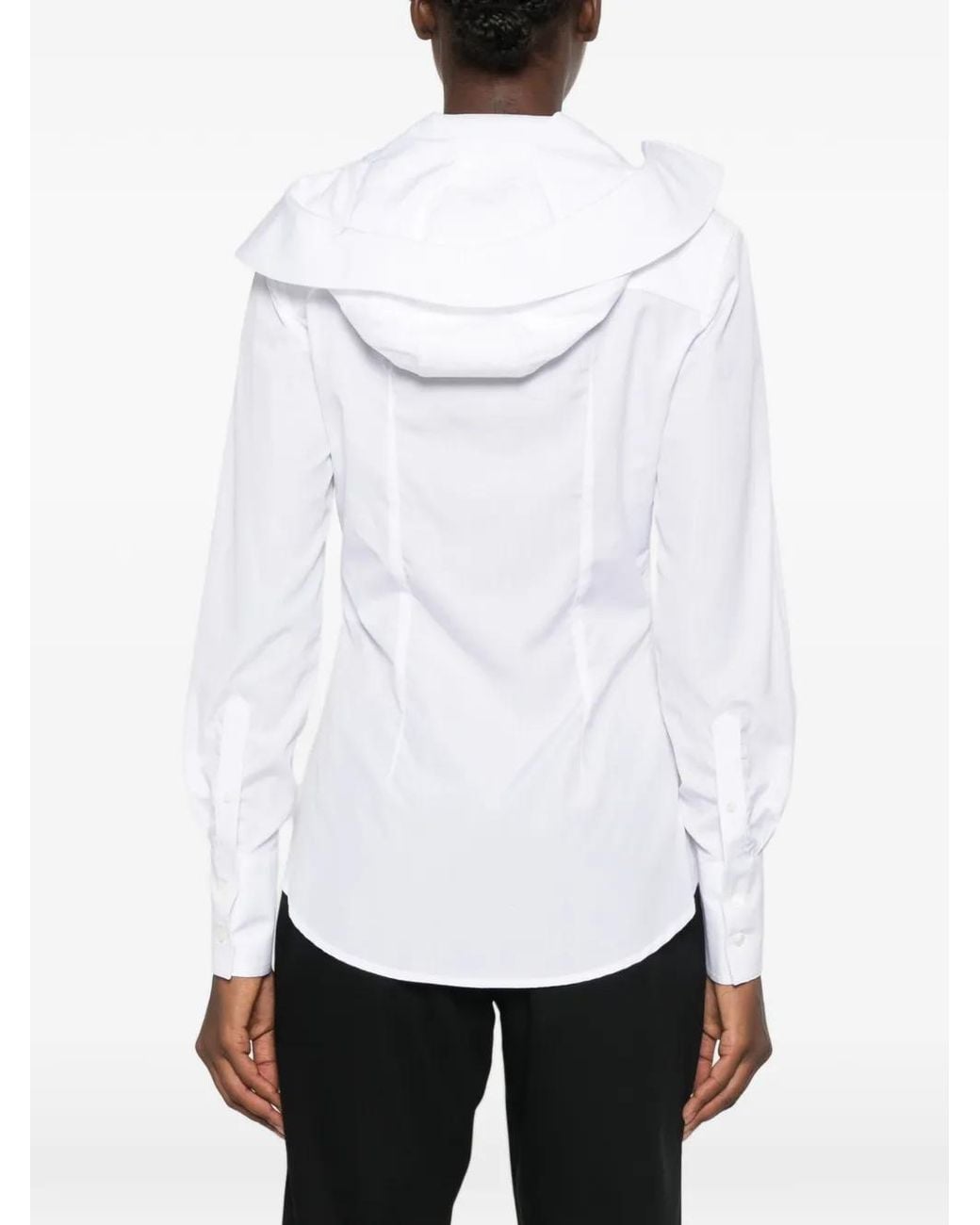 Jean Paul Gaultier White Hooded Button-Up Shirt