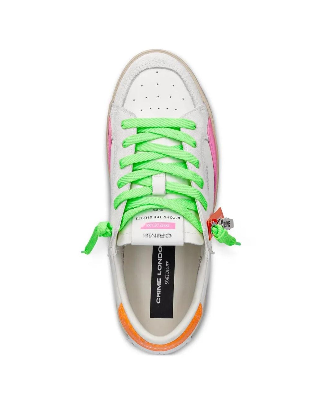 Crime London White Sk8 Deluxe Leather Sneakers